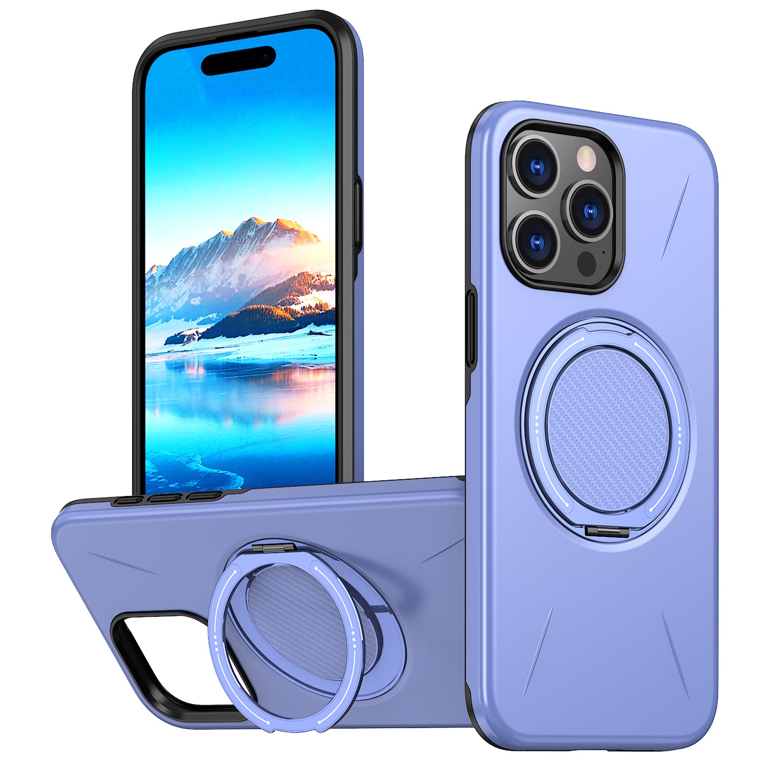 For iPhone 14 Pro Max Magnetic Case Rotating Kickstand TPU + PC Phone Cover