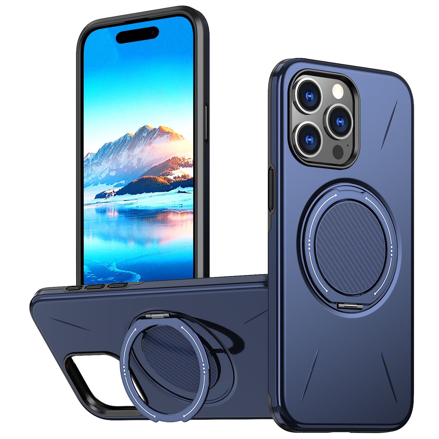 For iPhone 14 Pro Max Magnetic Case Rotating Kickstand TPU + PC Phone Cover