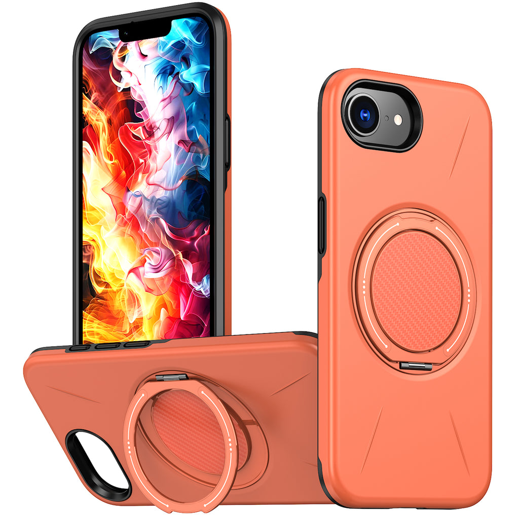 For iPhone 17e / 16e Magnetic Case Rotating Kickstand TPU + PC Phone Cover