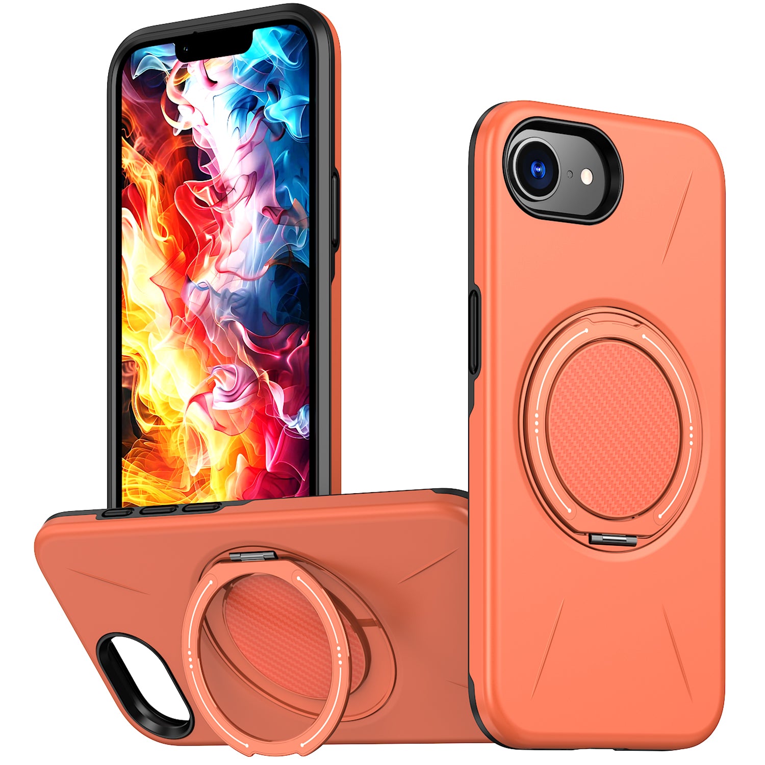 For iPhone 17e / 16e Magnetic Case Rotating Kickstand TPU + PC Phone Cover