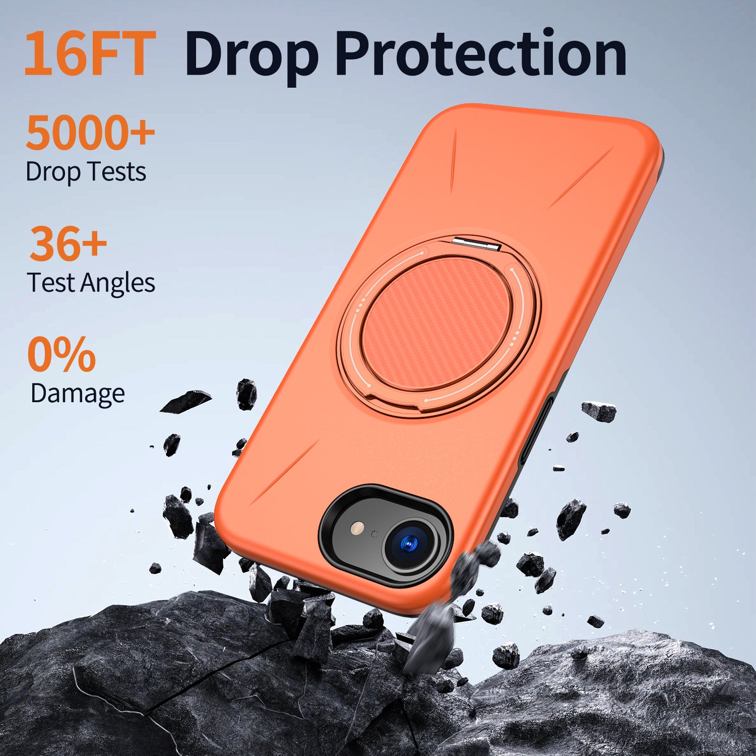 For iPhone 17e / 16e Magnetic Case Rotating Kickstand TPU + PC Phone Cover
