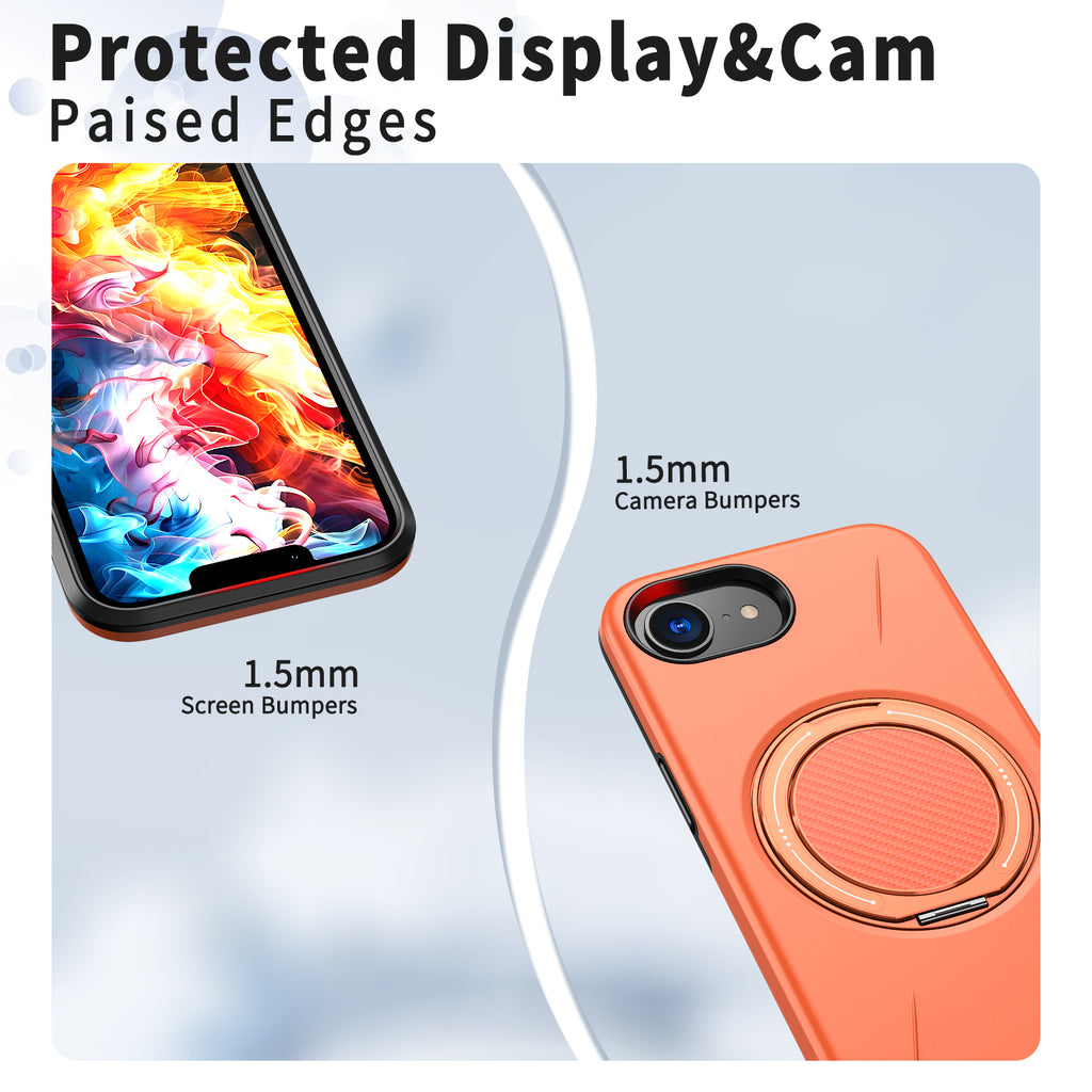 For iPhone 17e / 16e Magnetic Case Rotating Kickstand TPU + PC Phone Cover