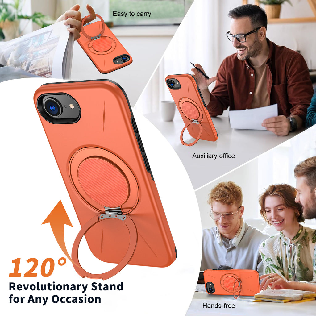 For iPhone 17e / 16e Magnetic Case Rotating Kickstand TPU + PC Phone Cover