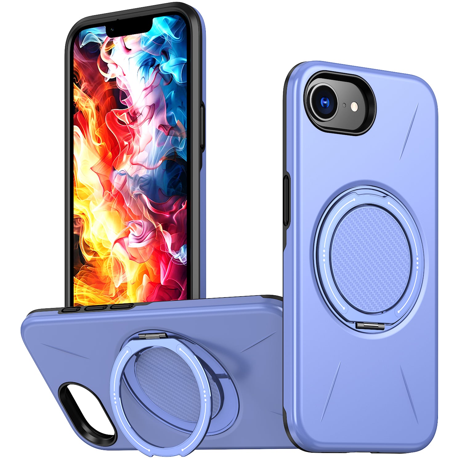 For iPhone 17e / 16e Magnetic Case Rotating Kickstand TPU + PC Phone Cover