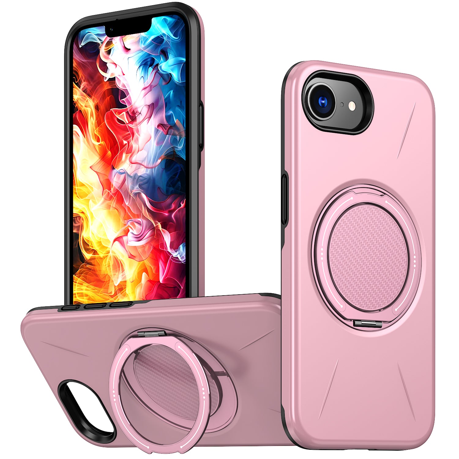 For iPhone 17e / 16e Magnetic Case Rotating Kickstand TPU + PC Phone Cover
