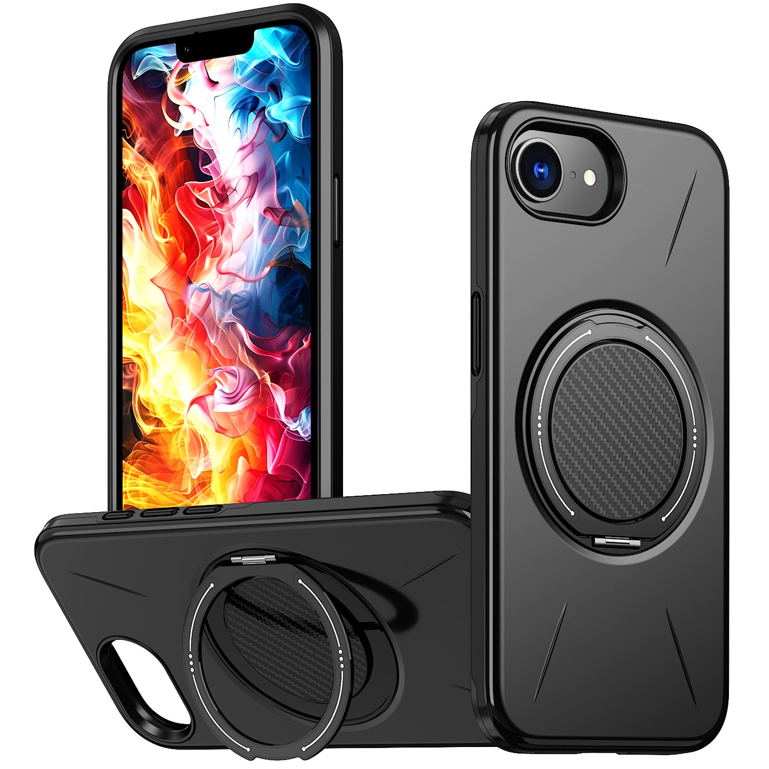 For iPhone 17e / 16e Magnetic Case Rotating Kickstand TPU + PC Phone Cover