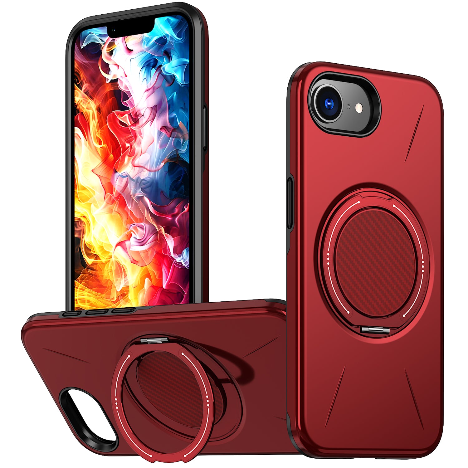 For iPhone 17e / 16e Magnetic Case Rotating Kickstand TPU + PC Phone Cover