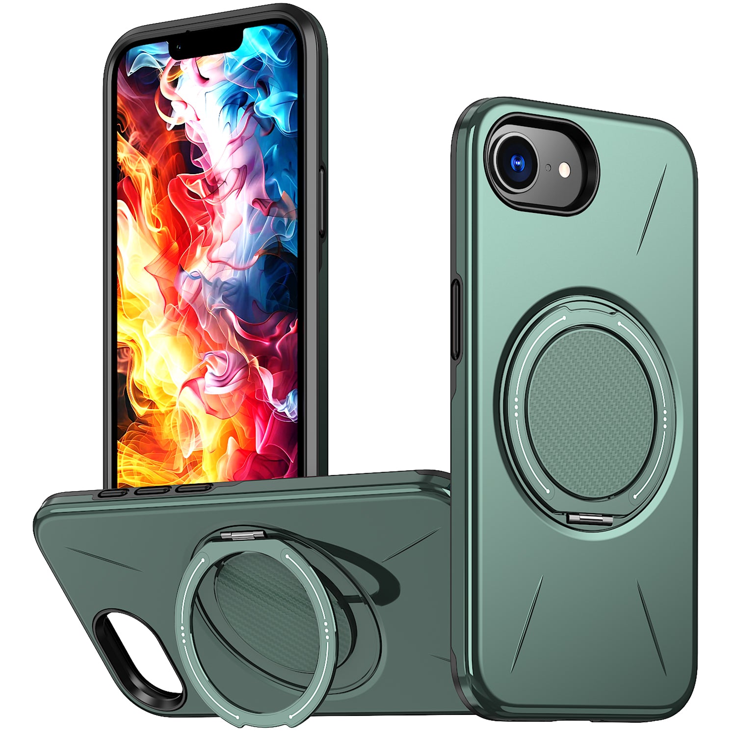 For iPhone 17e / 16e Magnetic Case Rotating Kickstand TPU + PC Phone Cover