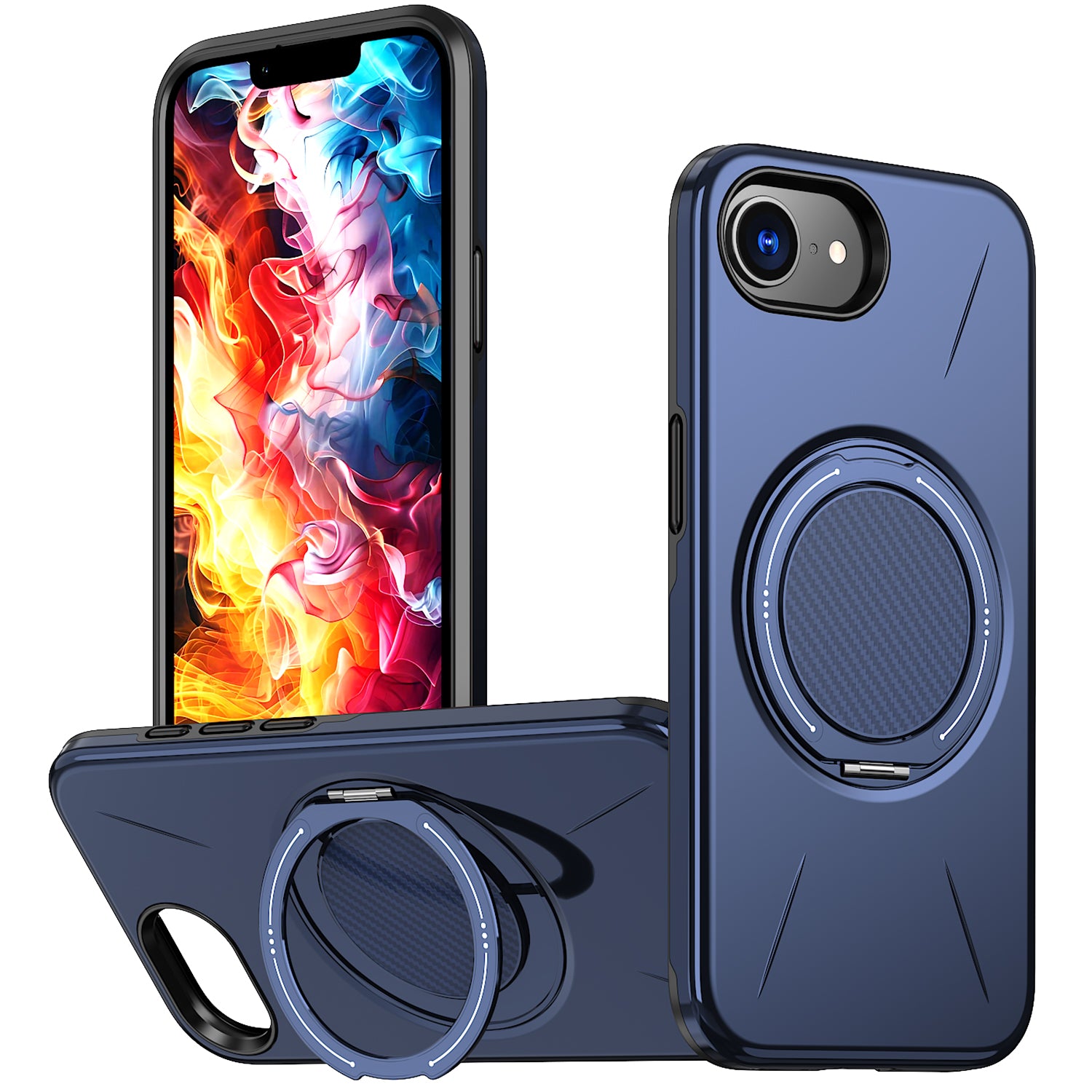 For iPhone 17e / 16e Magnetic Case Rotating Kickstand TPU + PC Phone Cover