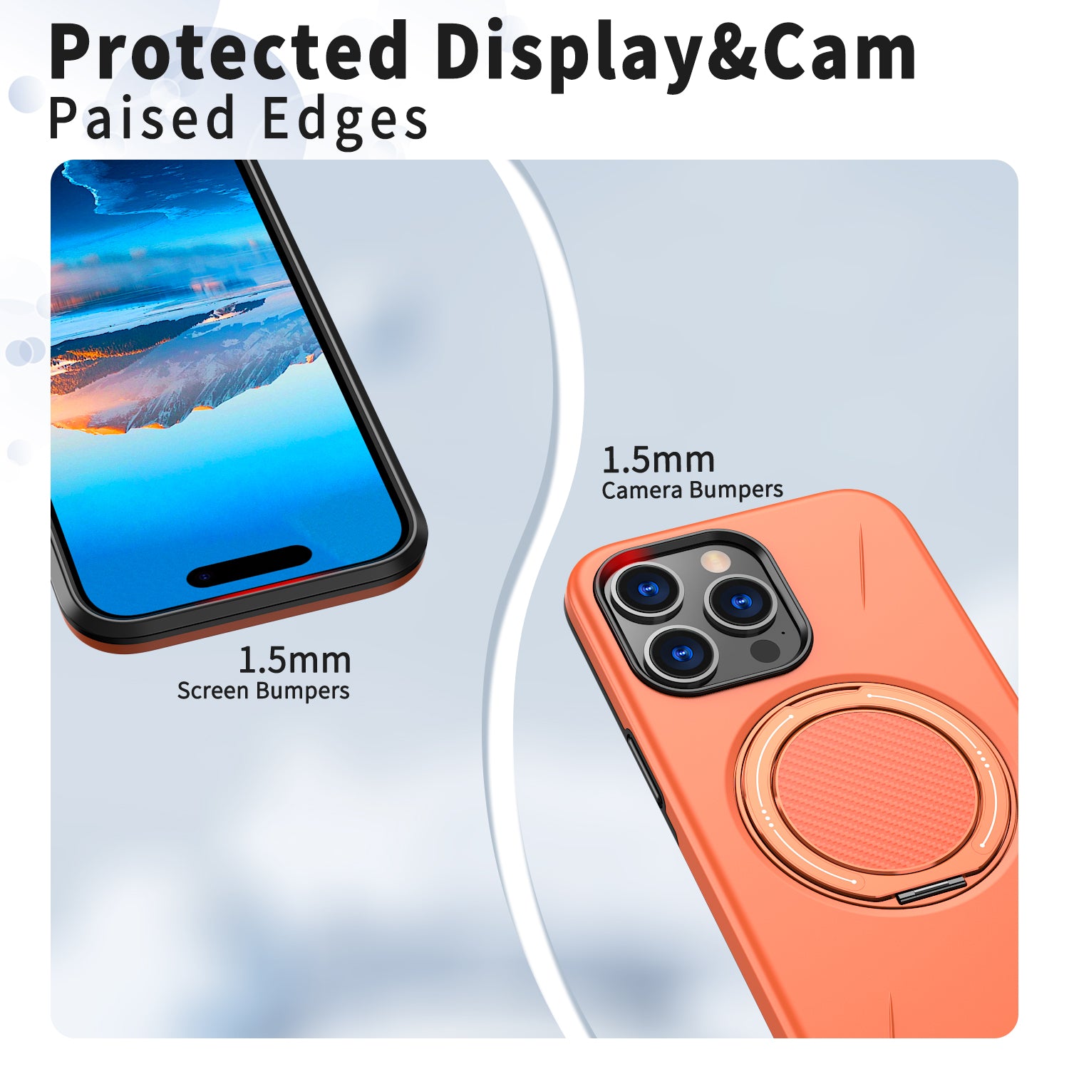 For iPhone 15 Pro Max Magnetic Case Rotating Kickstand TPU + PC Phone Cover
