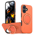 For iPhone 16 Magnetic Case Rotating Kickstand TPU + PC Phone Cover