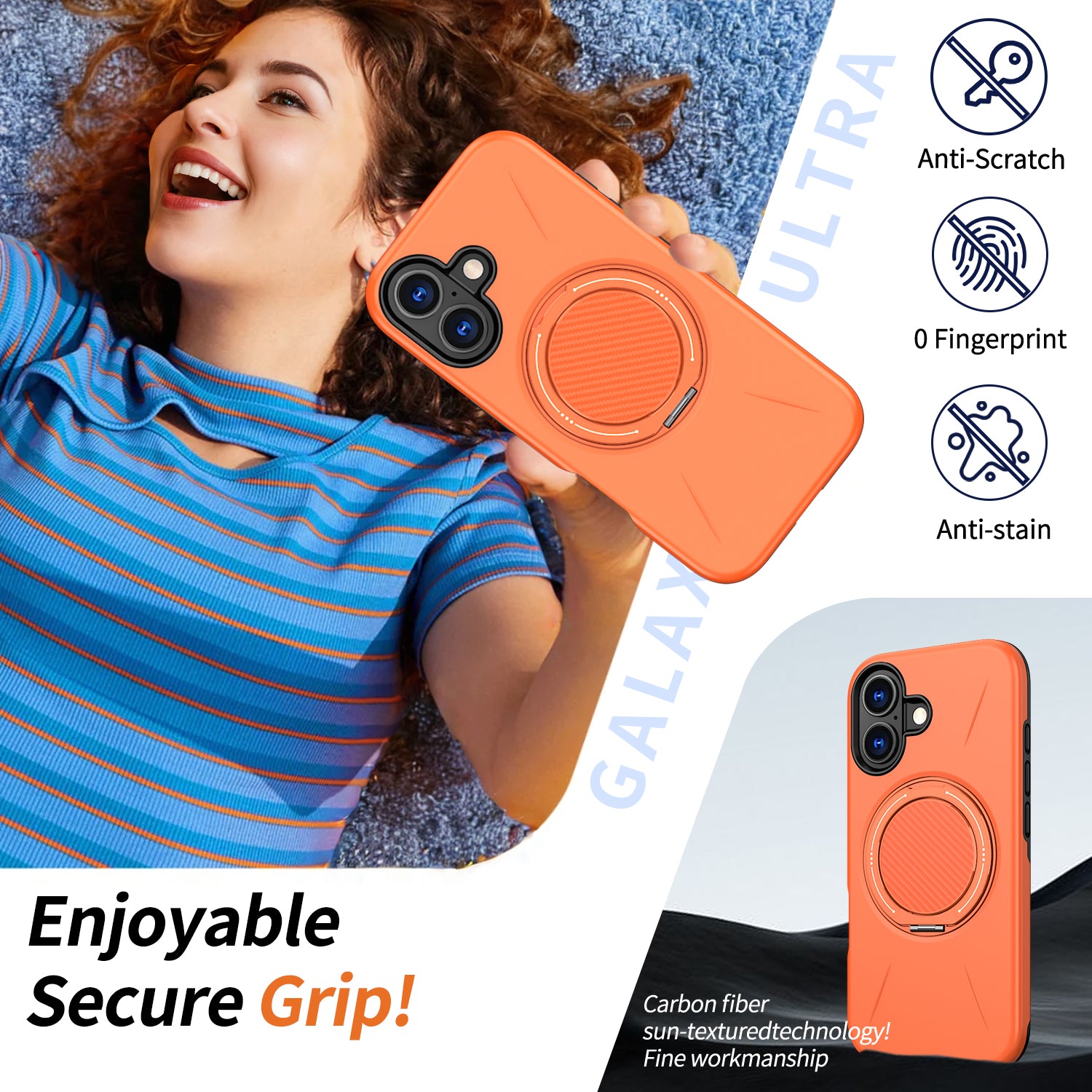 For iPhone 16 Plus Magnetic Case Rotating Kickstand TPU + PC Phone Cover