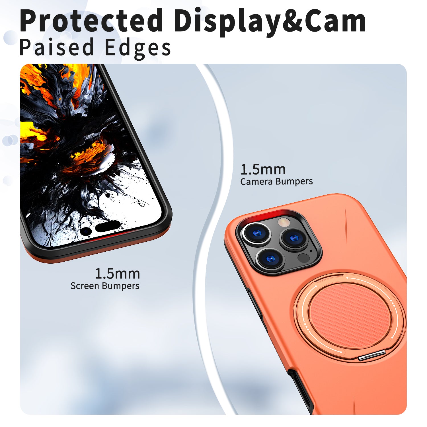 For iPhone 16 Pro Magnetic Case Rotating Kickstand TPU + PC Phone Cover