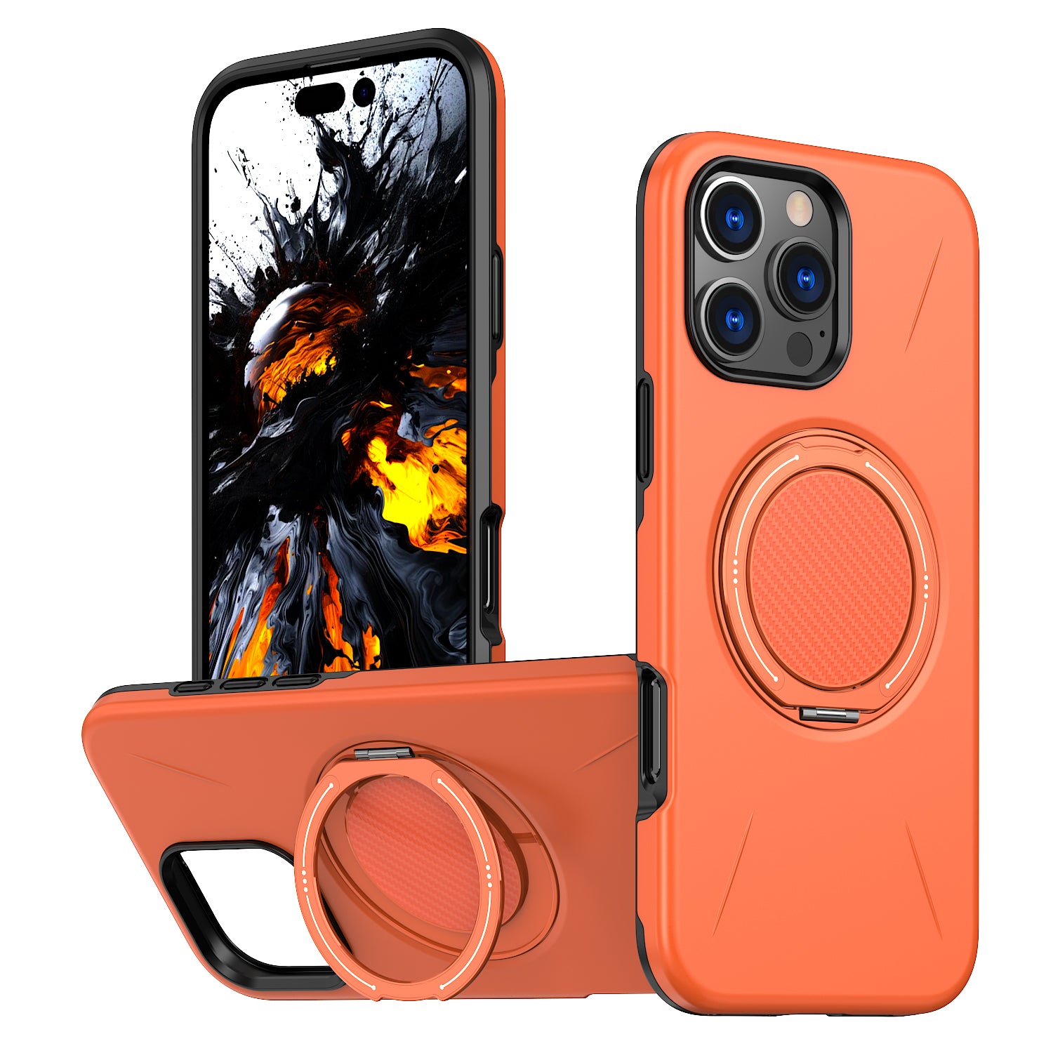 For iPhone 16 Pro Max Magnetic Case Rotating Kickstand TPU + PC Phone Cover