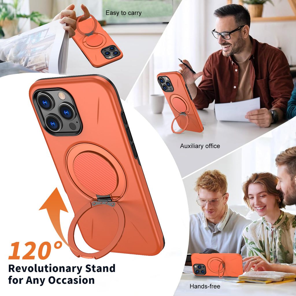 For iPhone 16 Pro Max Magnetic Case Rotating Kickstand TPU + PC Phone Cover