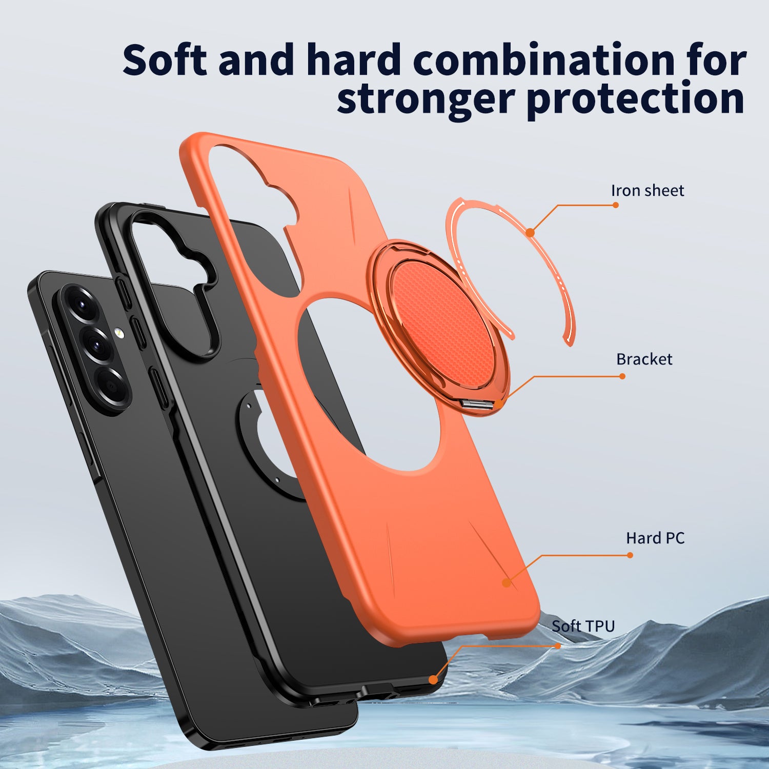 For Samsung Galaxy A35 5G Magnetic Case Rotating Kickstand TPU + PC Phone Cover