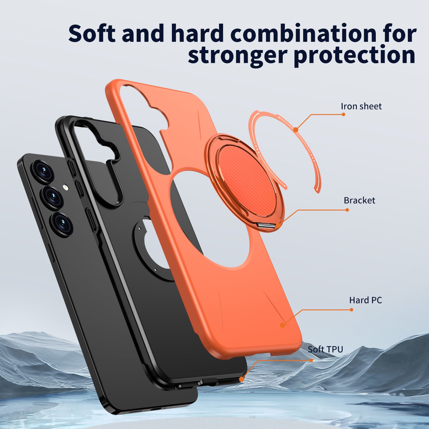 For Samsung Galaxy S24 FE Magnetic Case Rotating Kickstand TPU + PC Phone Cover
