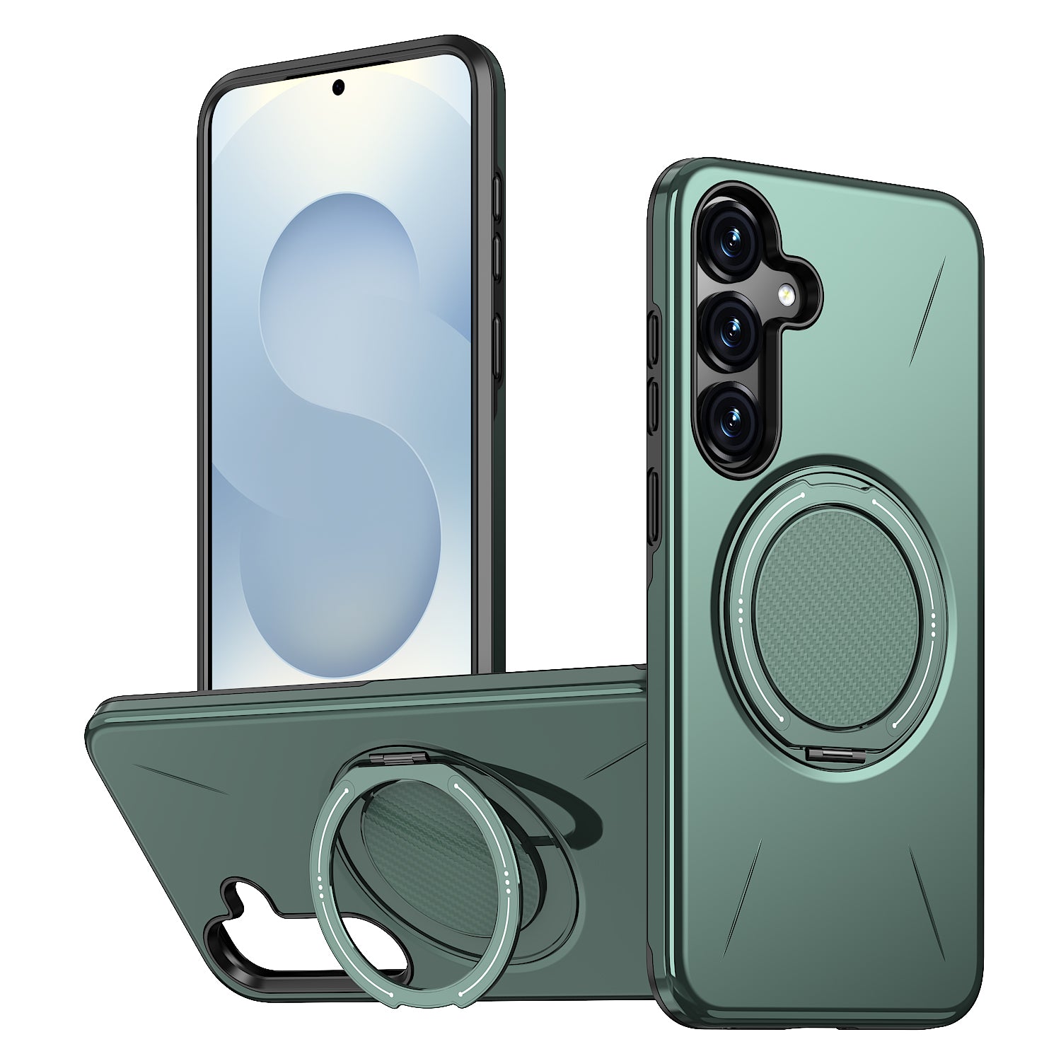 For Samsung Galaxy S24 FE Magnetic Case Rotating Kickstand TPU + PC Phone Cover
