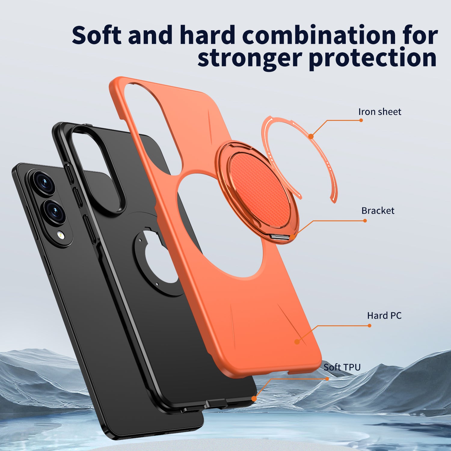 For Samsung Galaxy S25 Edge Magnetic Case Rotating Kickstand TPU + PC Phone Cover