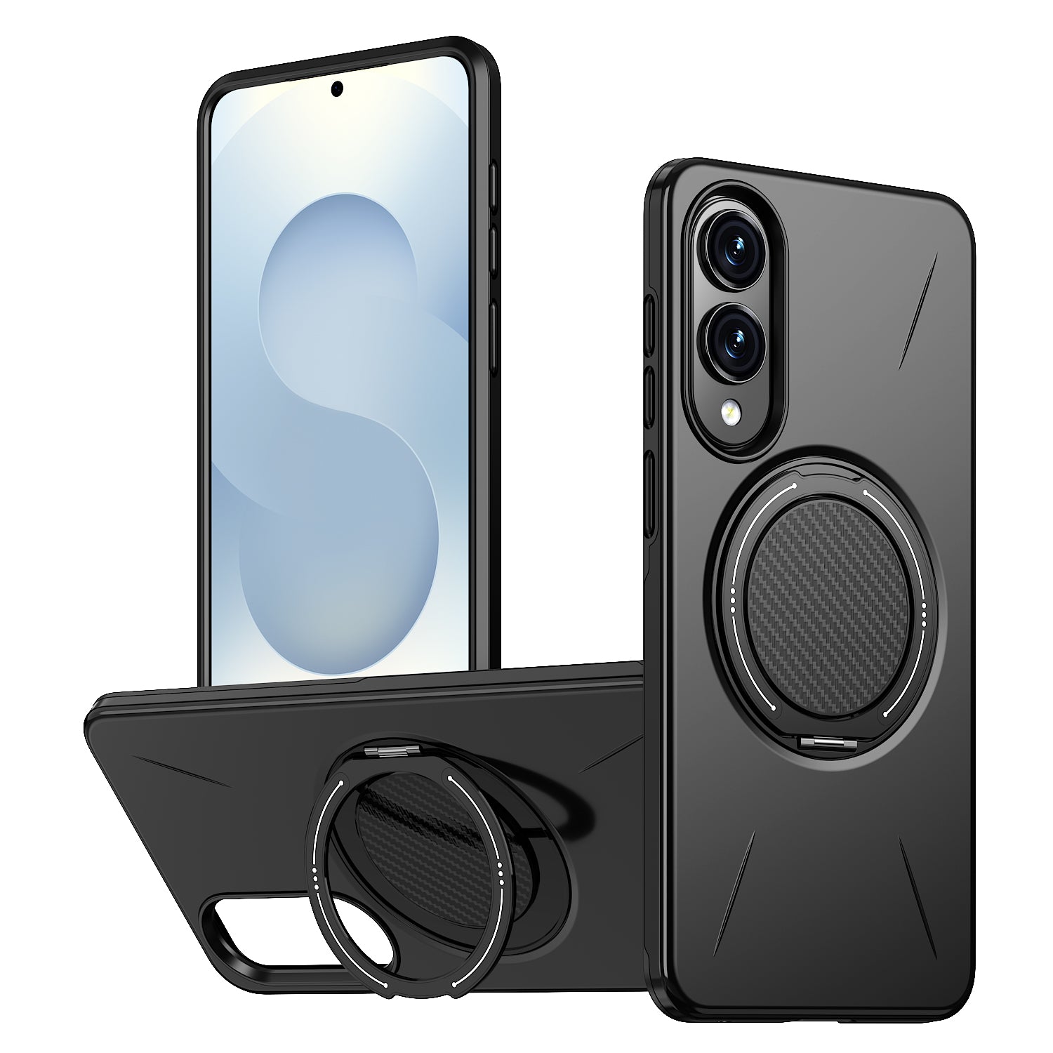 For Samsung Galaxy S25 Edge Magnetic Case Rotating Kickstand TPU + PC Phone Cover