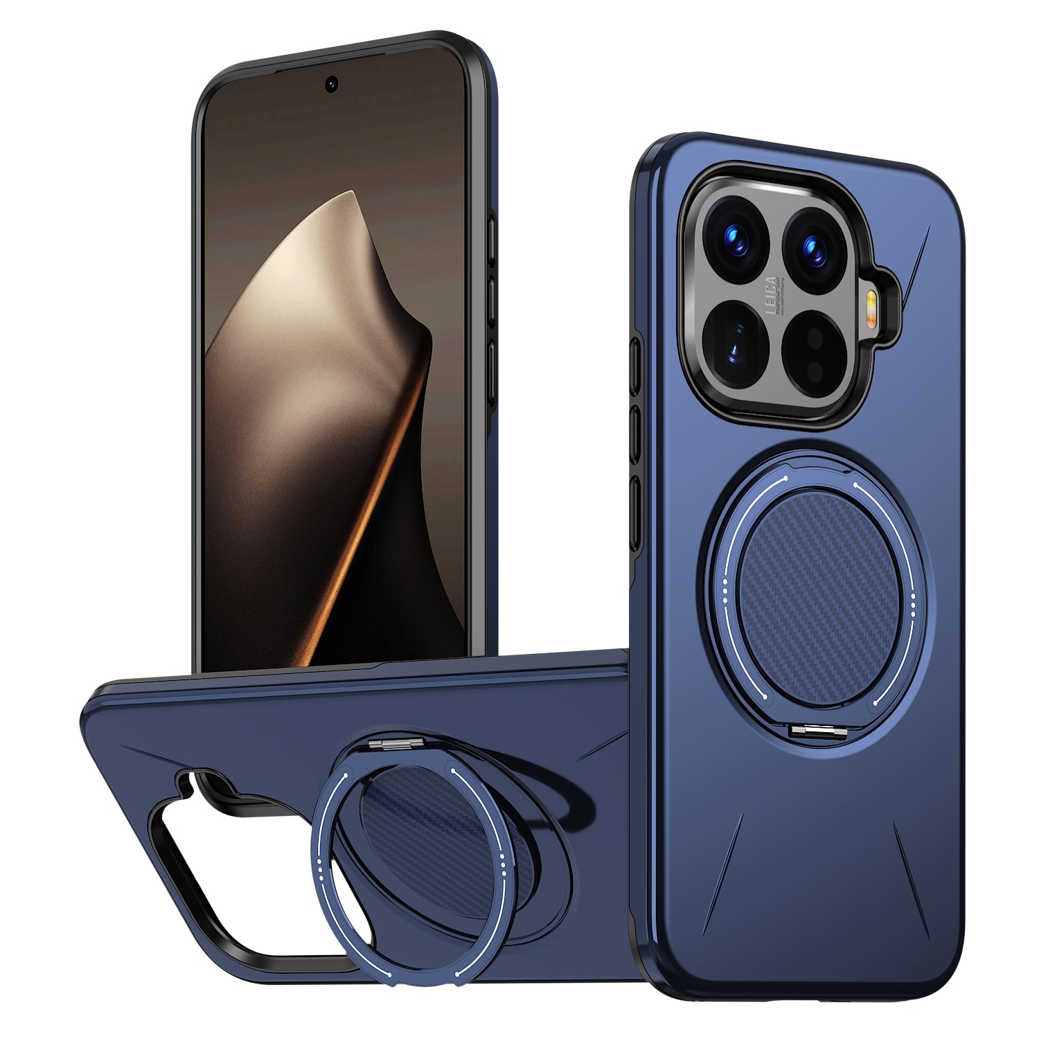 For Xiaomi 15T Pro Magnetic Case Rotating Kickstand TPU + PC Phone Cover - Blue