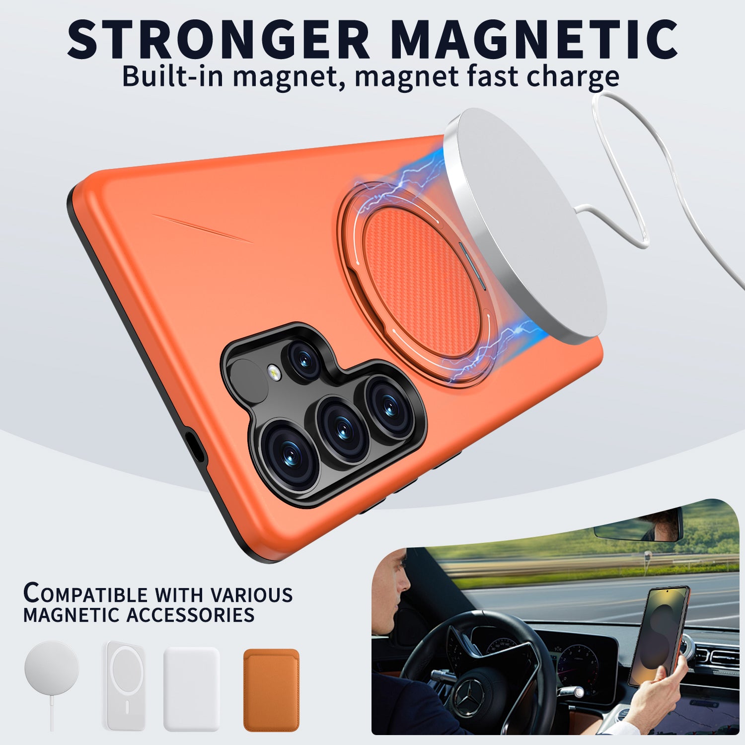 For Samsung Galaxy S24 Ultra Magnetic Case Rotating Kickstand TPU + PC Phone Cover