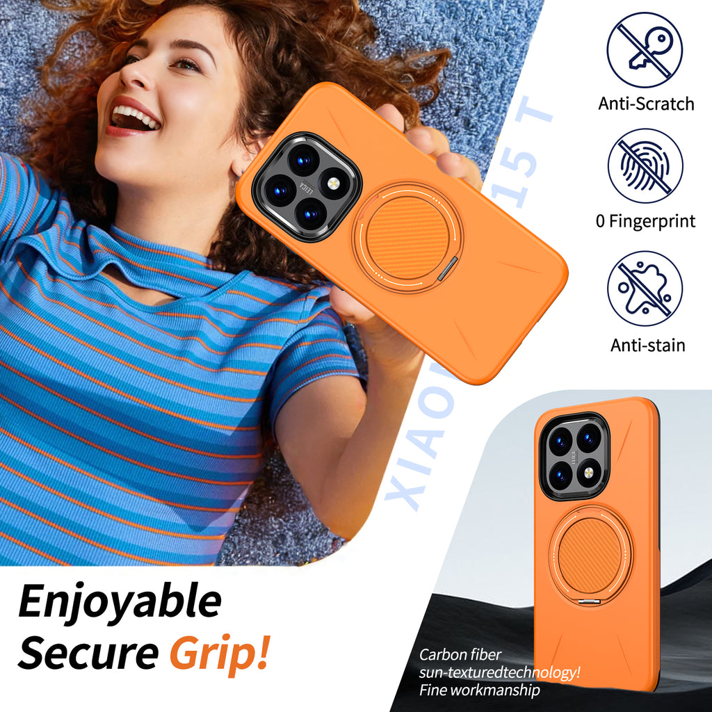 For Xiaomi 15T Magnetic Case Rotating Kickstand TPU + PC Phone Cover - Blue