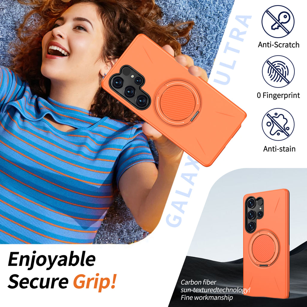 For Samsung Galaxy S23 Ultra / Galaxy S22 Ultra 5G Magnetic Case Rotating Kickstand TPU + PC Phone Cover