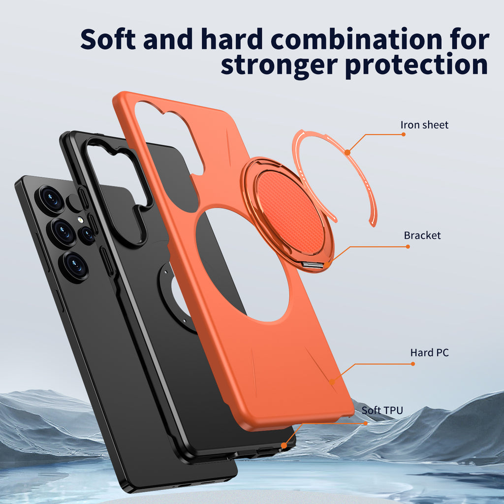 For Samsung Galaxy S23 Ultra / Galaxy S22 Ultra 5G Magnetic Case Rotating Kickstand TPU + PC Phone Cover