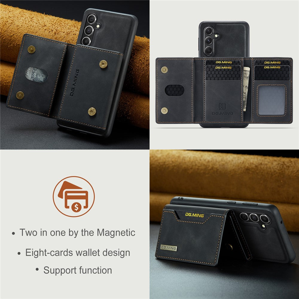 DG.MING M2 Series for Samsung Galaxy S26 Case PU Leather Tri-Fold Multiple Card Slots Holder Pocket Purse