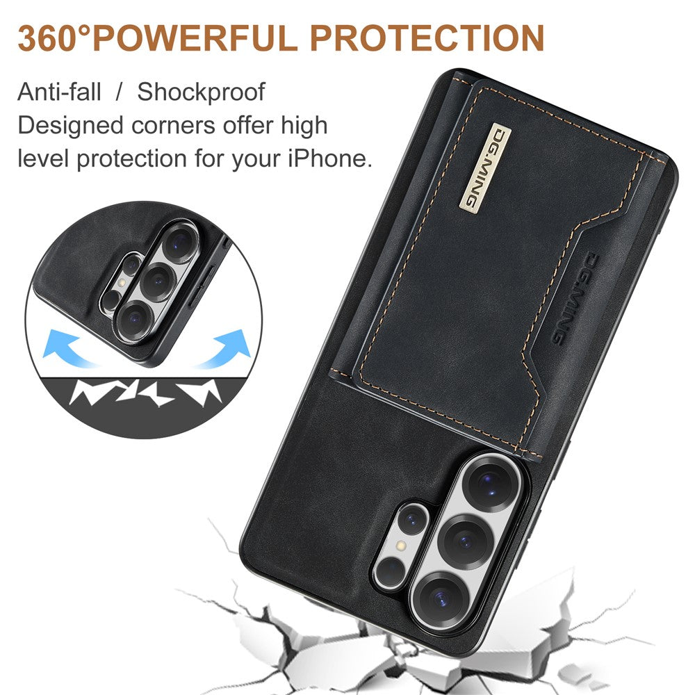DG.MING M2 Series for Samsung Galaxy S26 Ultra PU Leather Tri-Fold Multiple Card Slots Holder Pocket Purse