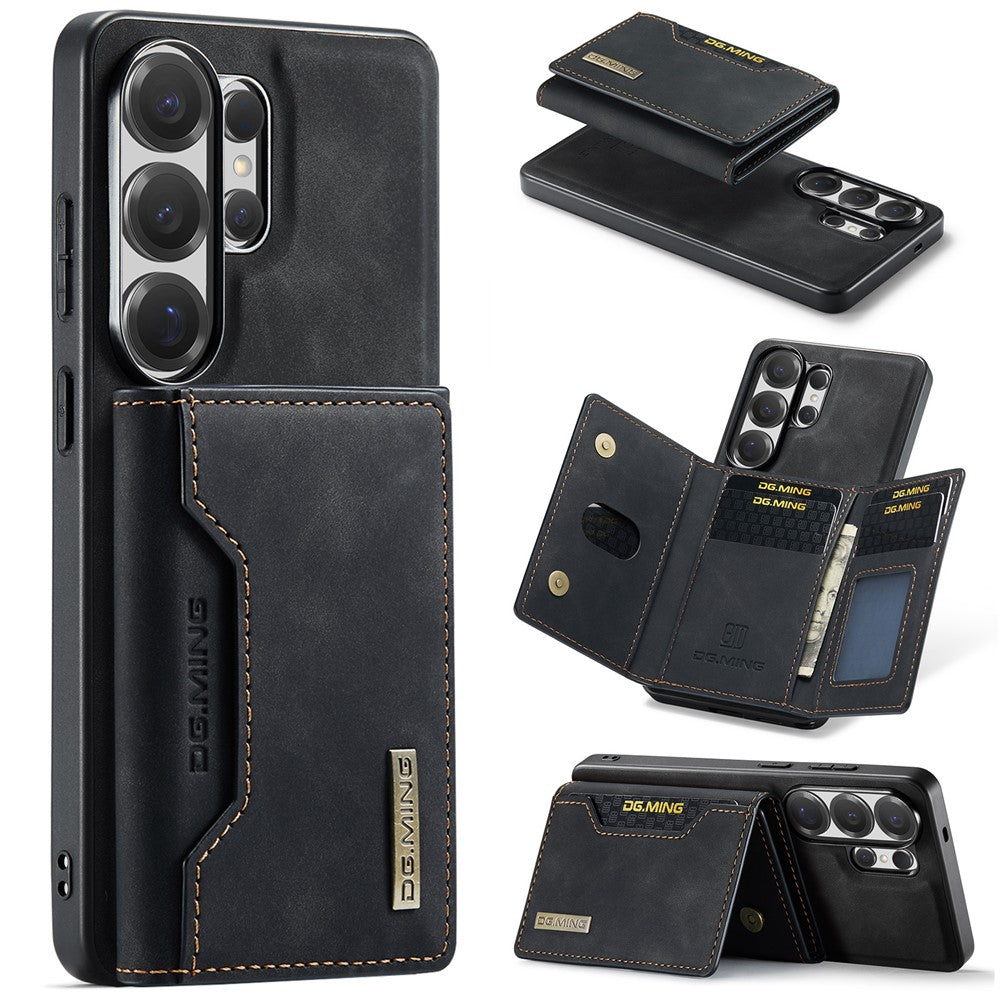 DG.MING M2 Series for Samsung Galaxy S26 Ultra PU Leather Tri-Fold Multiple Card Slots Holder Pocket Purse