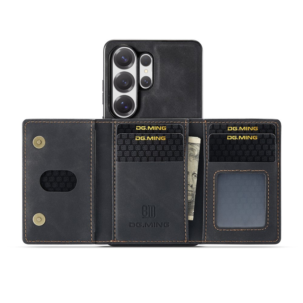 DG.MING M2 Series for Samsung Galaxy S26 Ultra PU Leather Tri-Fold Multiple Card Slots Holder Pocket Purse