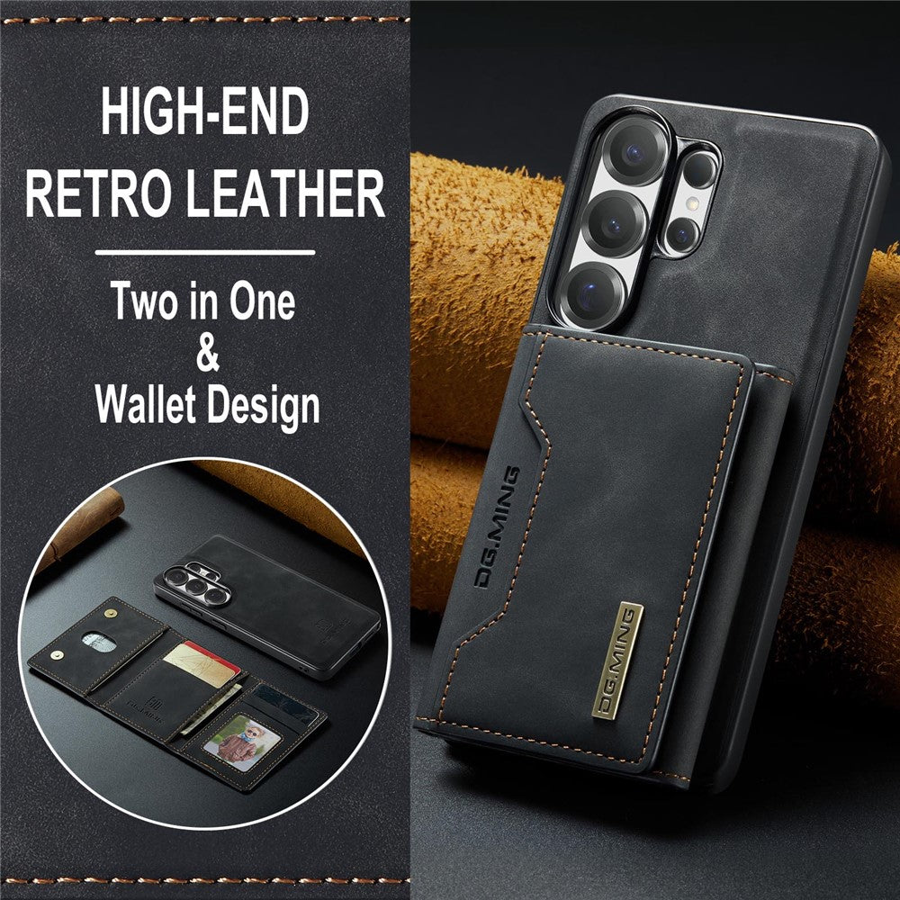 DG.MING M2 Series for Samsung Galaxy S26 Ultra PU Leather Tri-Fold Multiple Card Slots Holder Pocket Purse