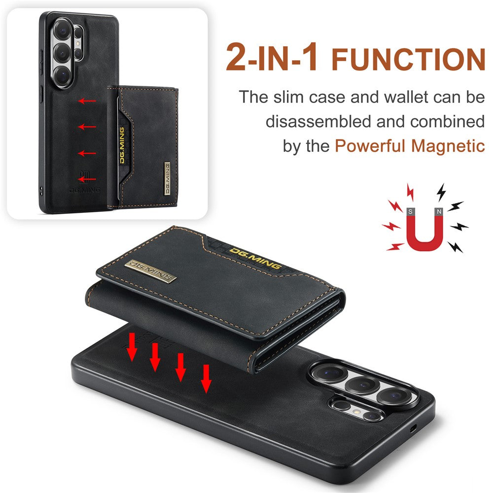 DG.MING M2 Series for Samsung Galaxy S26 Ultra PU Leather Tri-Fold Multiple Card Slots Holder Pocket Purse