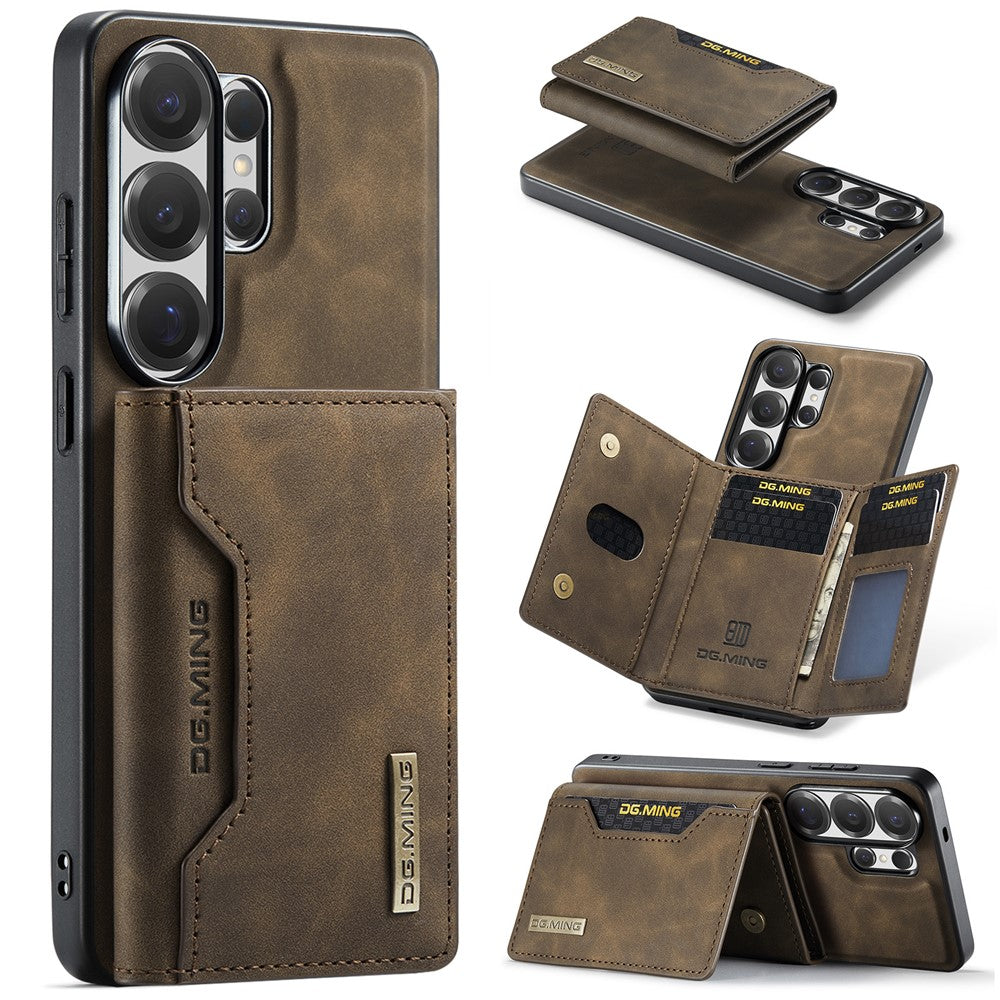DG.MING M2 Series for Samsung Galaxy S26 Ultra PU Leather Tri-Fold Multiple Card Slots Holder Pocket Purse