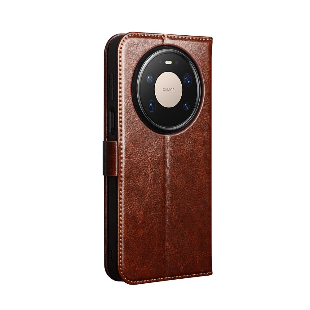 QIALINO For Huawei Mate 80 Pro Max Case Genuine Cow Leather Stand Wallet Phone Cover