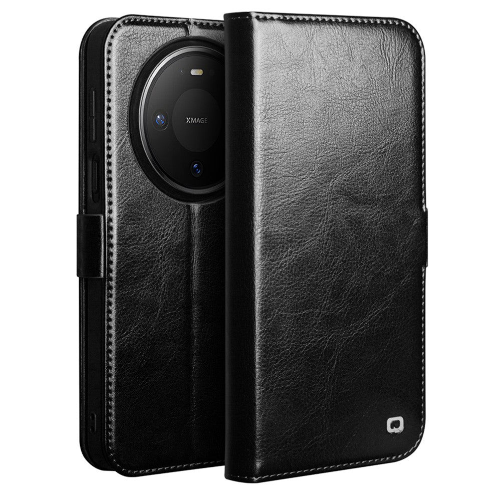 QIALINO For Huawei Mate 80 Pro Case Genuine Cow Leather Stand Wallet Phone Cover