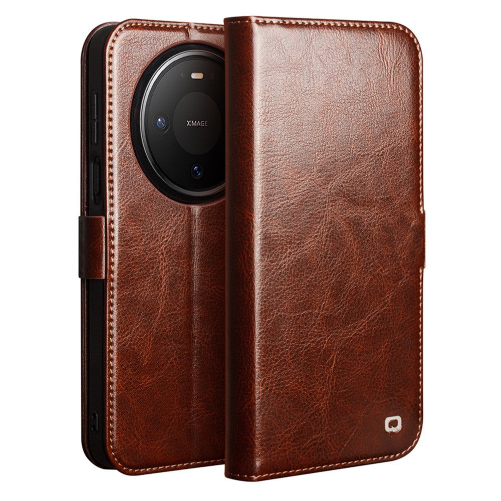 QIALINO For Huawei Mate 80 Pro Case Genuine Cow Leather Stand Wallet Phone Cover
