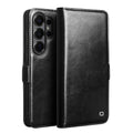QIALINO For Samsung Galaxy S26 Ultra Case with Card Holder Genuine Cow Leather Stand Phone Cover