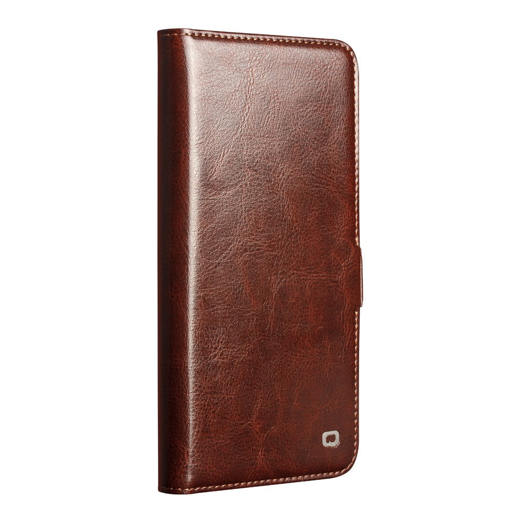 QIALINO For Samsung Galaxy S26 Ultra Case with Card Holder Genuine Cow Leather Stand Phone Cover