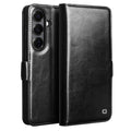 QIALINO For Samsung Galaxy S26 Case with Card Holder Genuine Cow Leather Stand Phone Cover