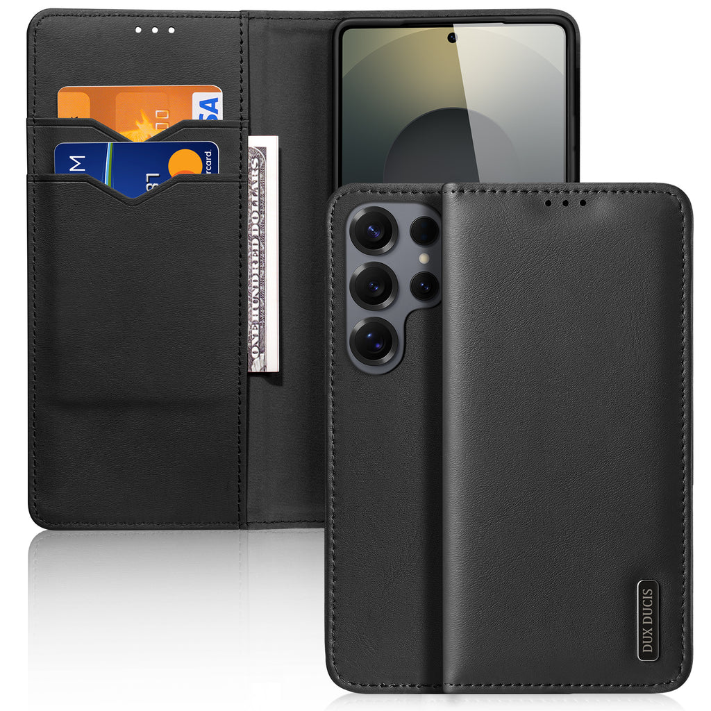 DUX DUCIS For Samsung Galaxy S26 Ultra Case  Hivo Series Split Leather RFID Blocking Wallet Stand Flip Phone Cover (Non-magnetic)