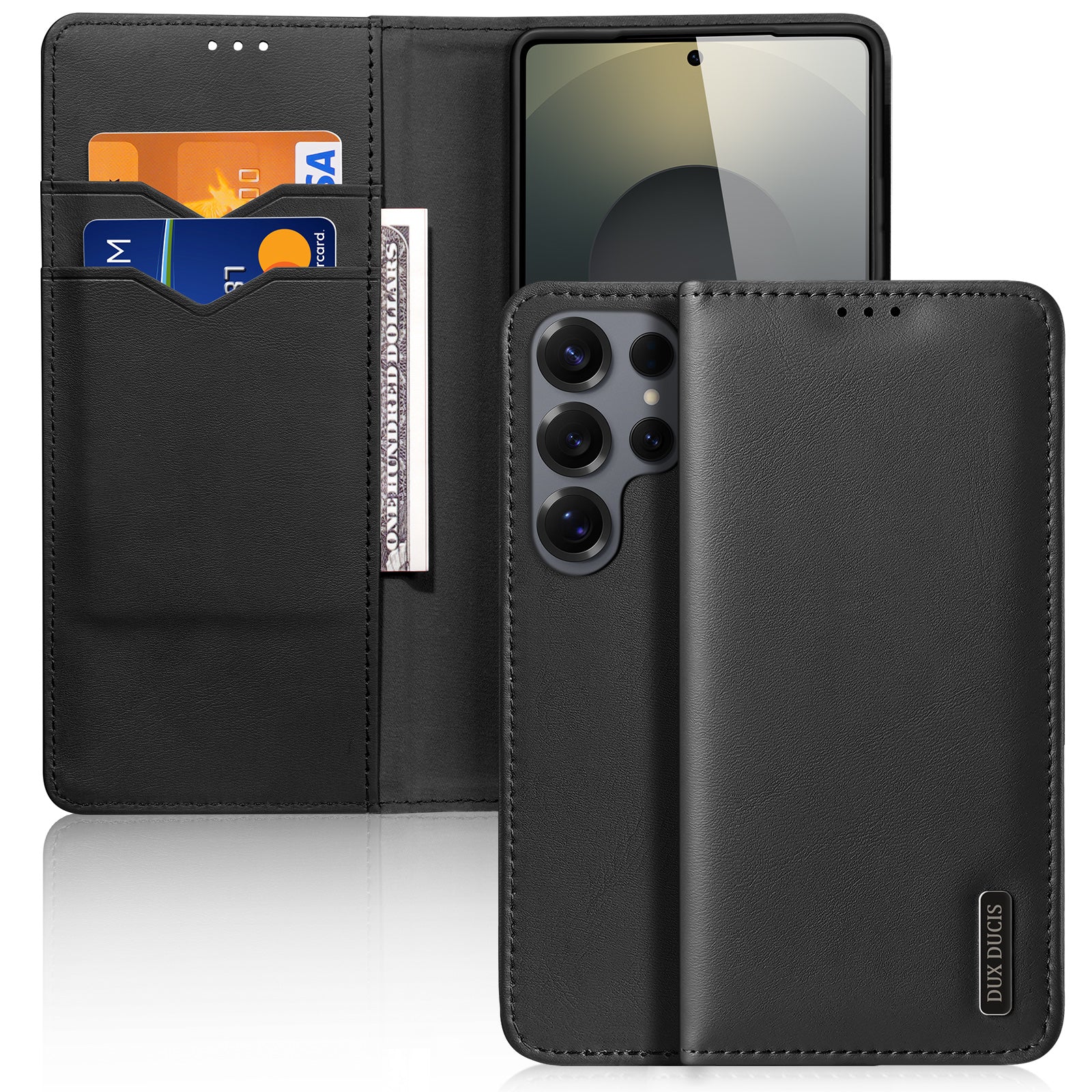 DUX DUCIS For Samsung Galaxy S26 Ultra Case  Hivo Series Split Leather RFID Blocking Wallet Stand Flip Phone Cover (Non-magnetic)