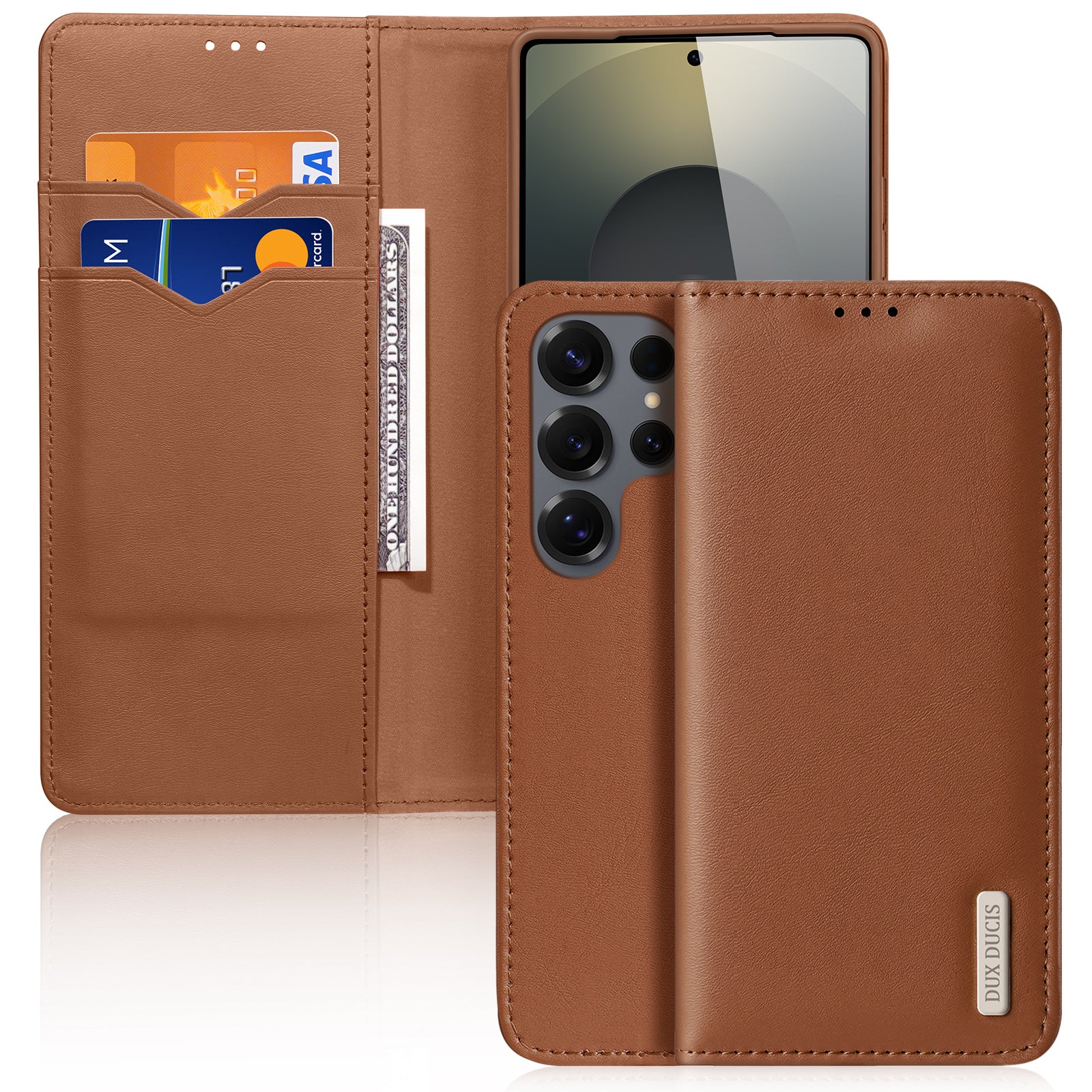 DUX DUCIS For Samsung Galaxy S26 Ultra Case  Hivo Series Split Leather RFID Blocking Wallet Stand Flip Phone Cover (Non-magnetic)