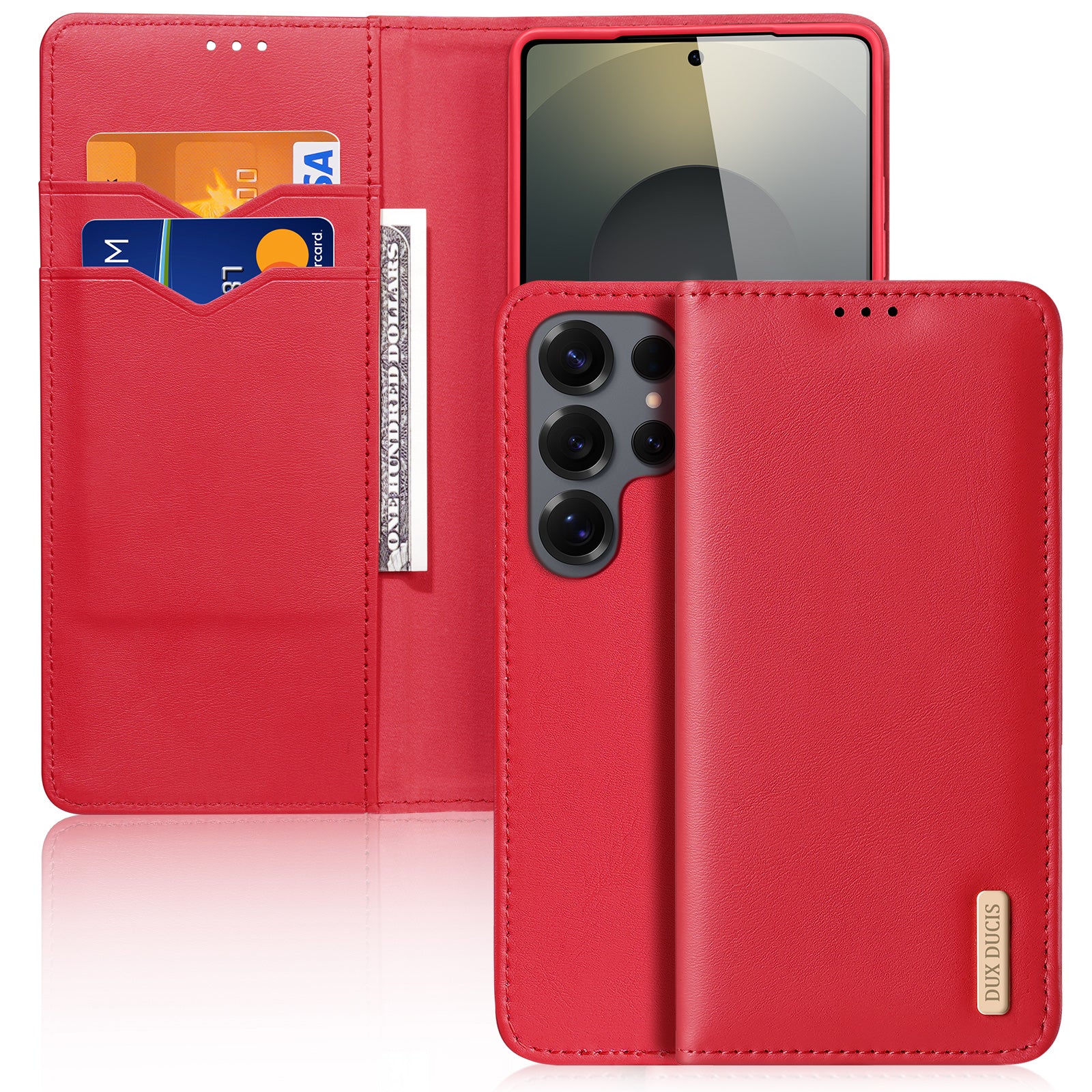 DUX DUCIS For Samsung Galaxy S26 Ultra Case  Hivo Series Split Leather RFID Blocking Wallet Stand Flip Phone Cover (Non-magnetic)