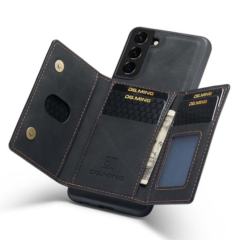 DG.MING M2 Series for Samsung Galaxy S23 Phone Case Magnetic Absorption Detachable Wallet Phone Case Kickstand Protective Cover