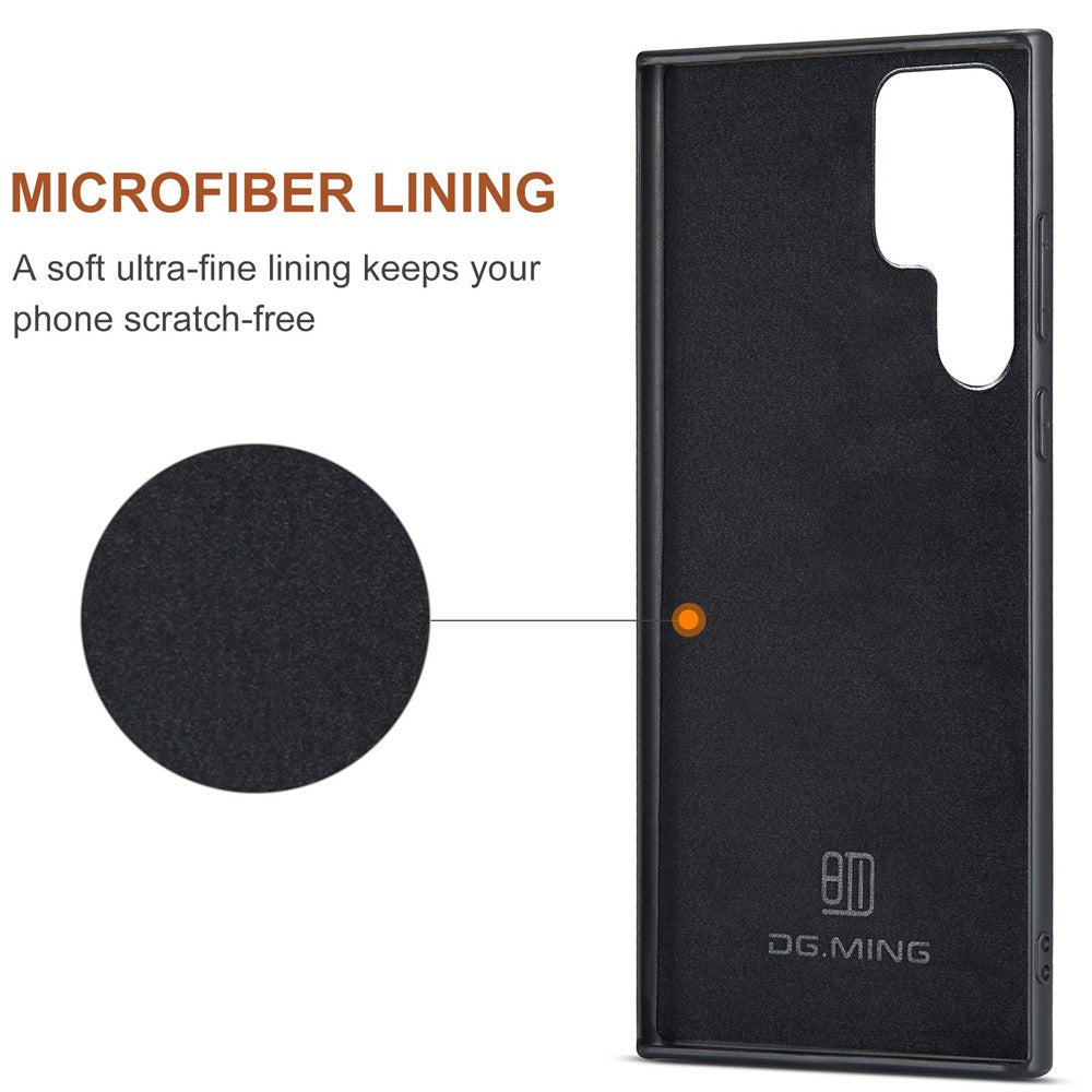 DG.MING M2 Series Protective Case for Samsung Galaxy S23 Ultra Detachable Wallet Phone Case Anti-Drop Shockproof Cover with Kickstand