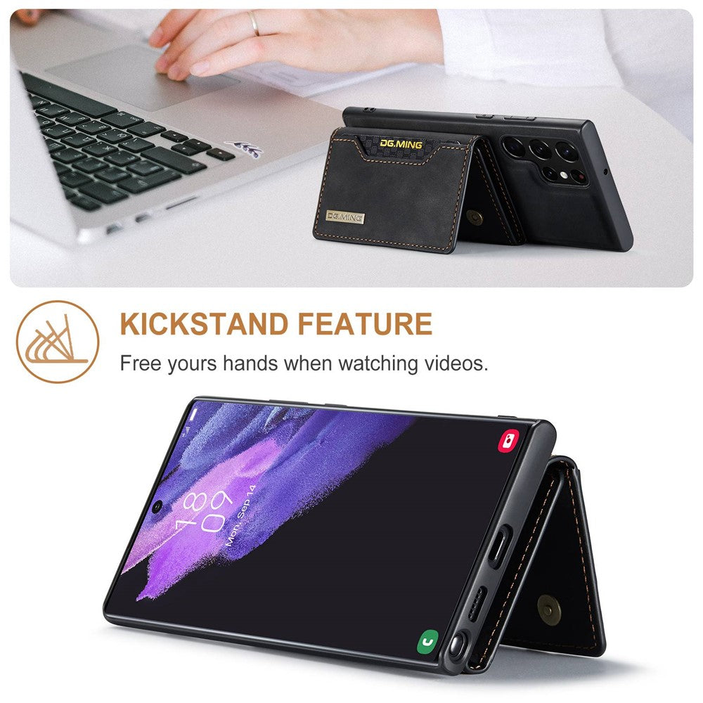 DG.MING M2 Series Protective Case for Samsung Galaxy S23 Ultra Detachable Wallet Phone Case Anti-Drop Shockproof Cover with Kickstand