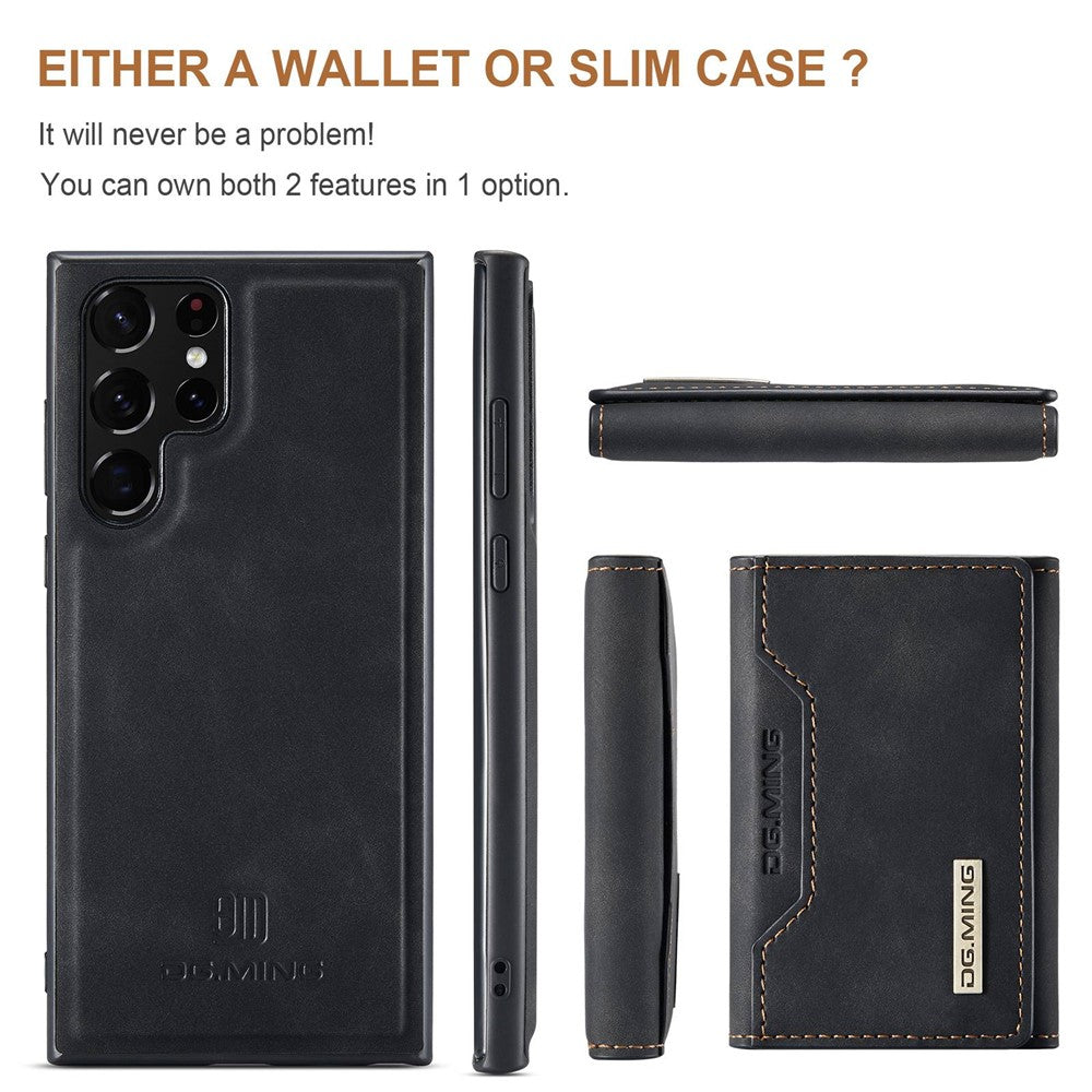 DG.MING M2 Series Protective Case for Samsung Galaxy S23 Ultra Detachable Wallet Phone Case Anti-Drop Shockproof Cover with Kickstand